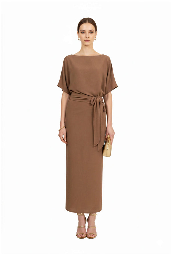 Elle Tie Midi Vestido - Reina Diaz