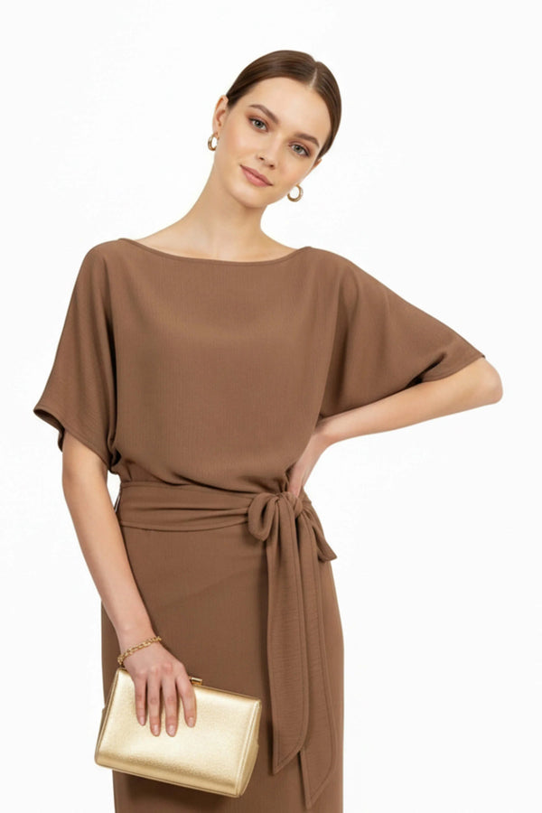 Elle Tie Midi Vestido - Reina Diaz