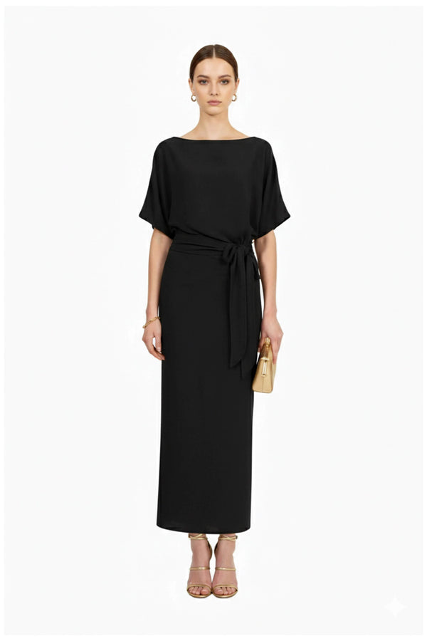 Elle Tie Midi Vestido - Reina Diaz