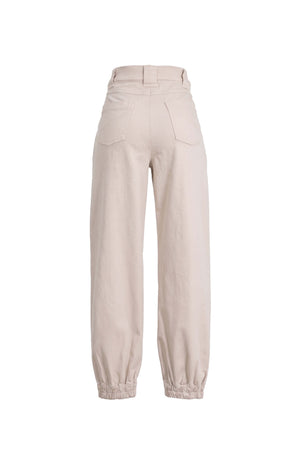 Emma Elastic-Cuff High-Waisted Pantalón 731146 BEI - Reina Diaz