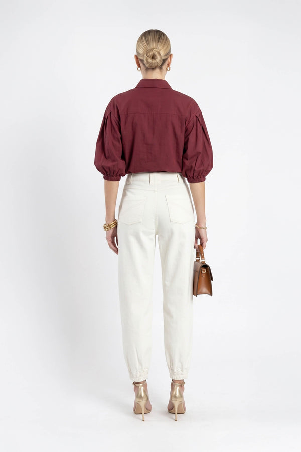 Emma Elastic-Cuff High-Waisted Pantalón 731146HUE - Reina Diaz