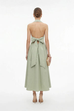 Estefanía Halter Lapel Maxi Vestido - Reina Diaz