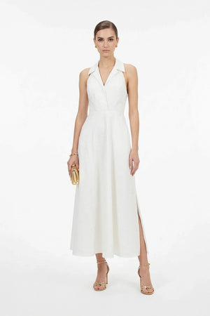 Estefanía Halter Lapel Maxi Vestido - Reina Diaz