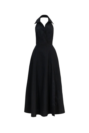 Estefanía Halter Lapel Maxi Vestido - Reina Diaz