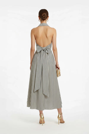 Estefanía Halter Lapel Maxi Vestido - Reina Diaz