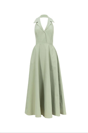 Estefanía Halter Lapel Maxi Vestido - Reina Diaz