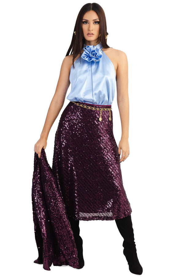 Chiara Sequin Midi Falda