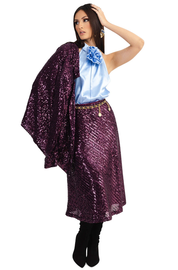 Chiara Sequin Midi Falda