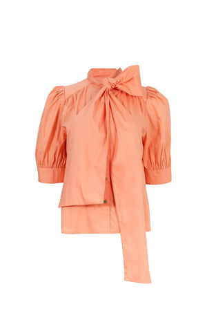 Federica Bow-Neck Gathered-Back Blusa 752943 - Reina Diaz