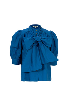Federica Bow-Neck Gathered-Back Blusa 752943 - Reina Diaz