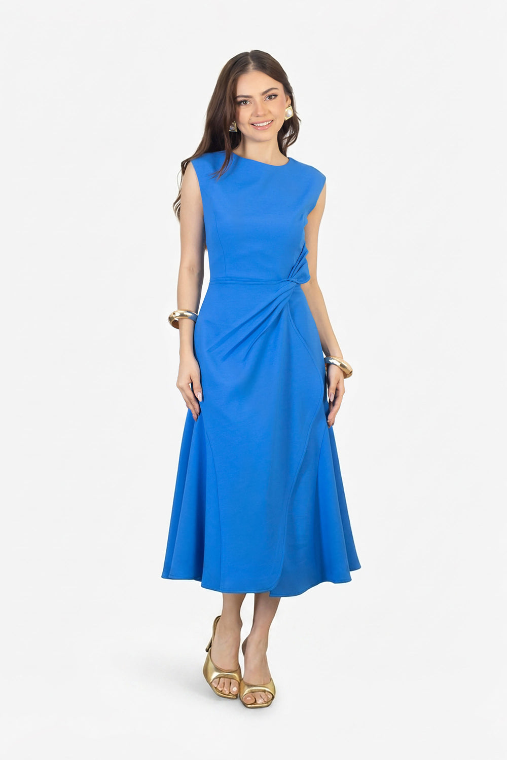 Felicity Knotted Midi Vestido - Reina Diaz