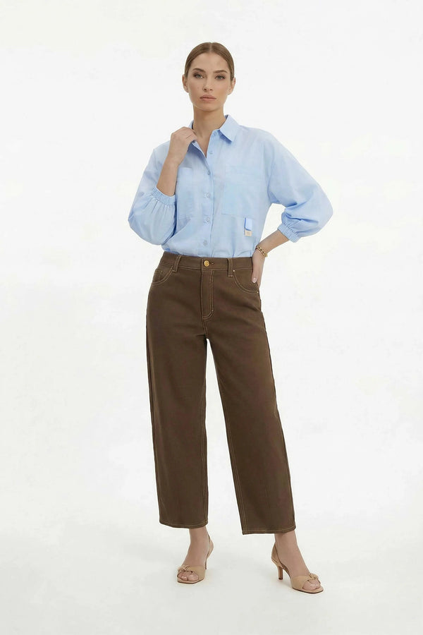 Flavia Puff Sleeve Button - Down Blusa - Reina Diaz