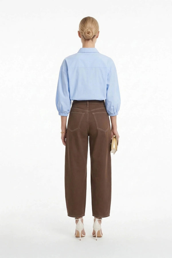 Flavia Puff Sleeve Button - Down Blusa - Reina Diaz