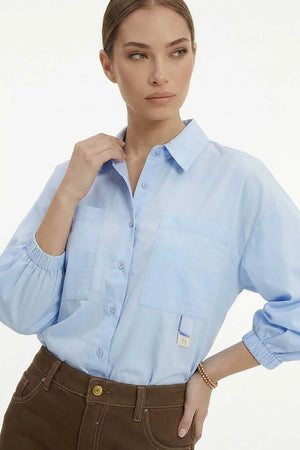 Flavia Puff Sleeve Button - Down Blusa - Reina Diaz