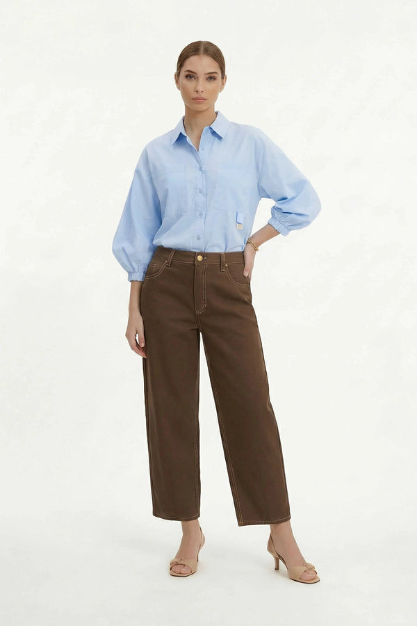 Flavia Puff Sleeve Button - Down Blusa - Reina Diaz