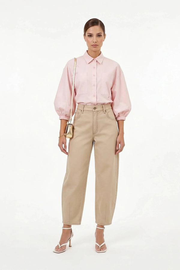 Flavia Puff Sleeve Button - Down Blusa - Reina Diaz