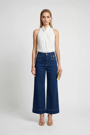 Florencia Sculptural Side - Tie Cotton Blusa - Reina Diaz