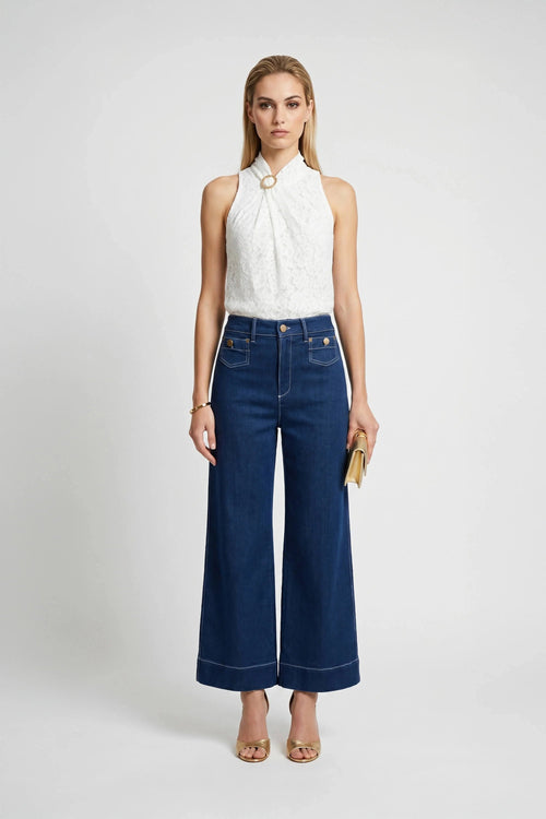 Florencia Sculptural Side - Tie Cotton Blusa - Reina Diaz