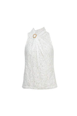Florencia Sculptural Side - Tie Cotton Blusa - Reina Diaz