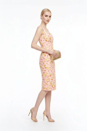 Fragaria Strawberry Print Cotton Sheath Dress - Reina Diaz