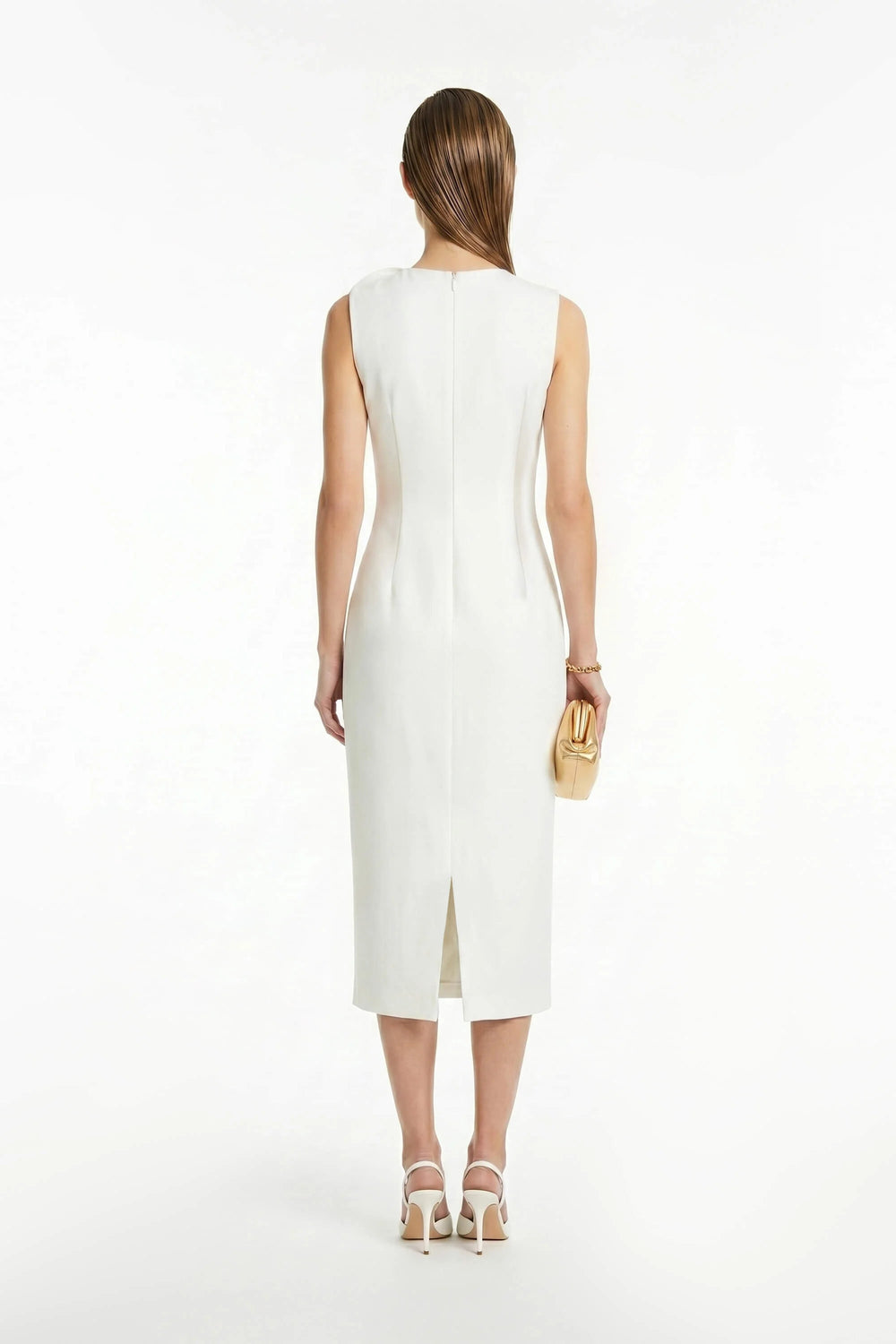 Gabriela Floral - Detail Sheath Midi Vestido - Reina Diaz
