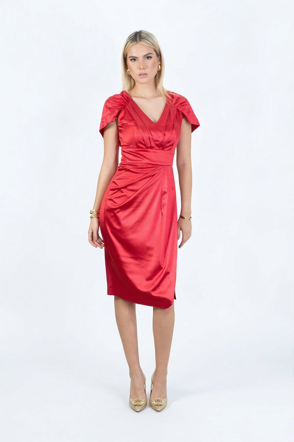 Gabriela Satin Midi Vestido - Reina Diaz
