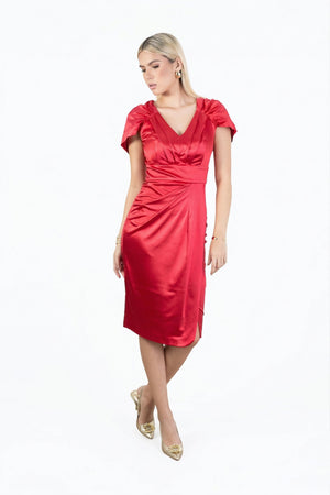 Gabriela Satin Midi Vestido - Reina Diaz