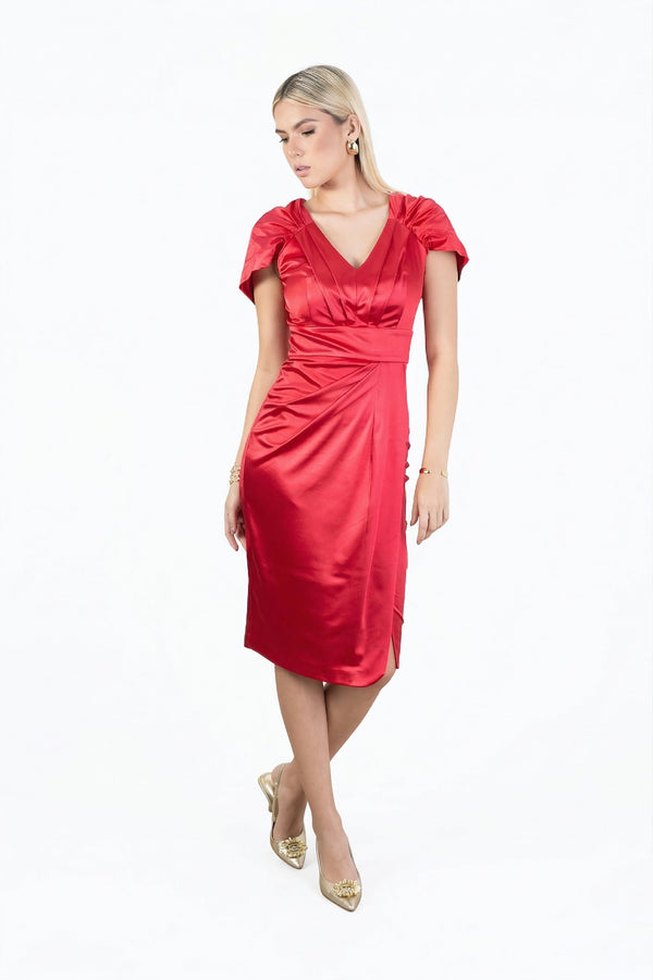 Gabriela Satin Midi Vestido - Reina Diaz
