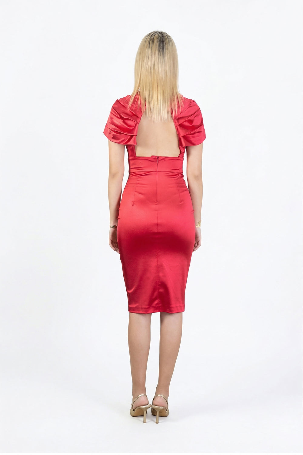 Gabriela Satin Midi Vestido