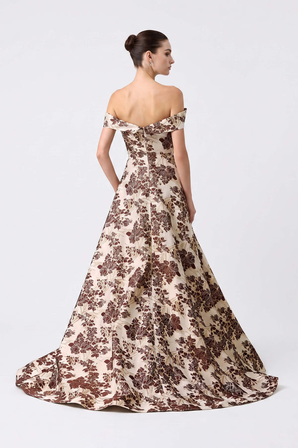 Gala Bardot Flower-Print Maxi Vestido 421471 PRT - Reina Diaz