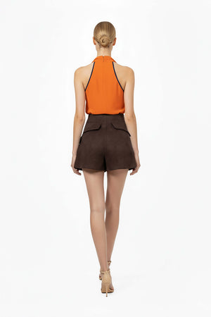 Gala Belted Flap Pocket High-Waist Shorts 731107 CAF - Reina Diaz