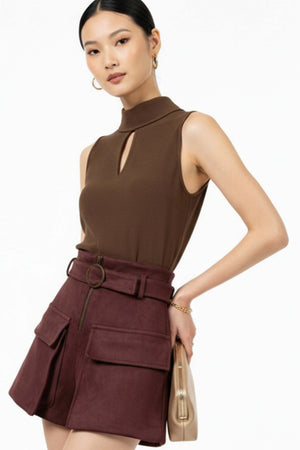 Gala Belted Flap Pocket High-Waist Shorts 731107 CIR - Reina Diaz