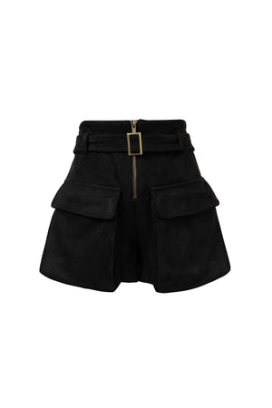 Gala Belted Flap Pocket High-Waist Shorts 731107 NEG - Reina Diaz
