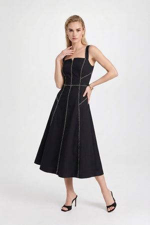 Gala Contrast Stitch Midi Dress - Reina Diaz