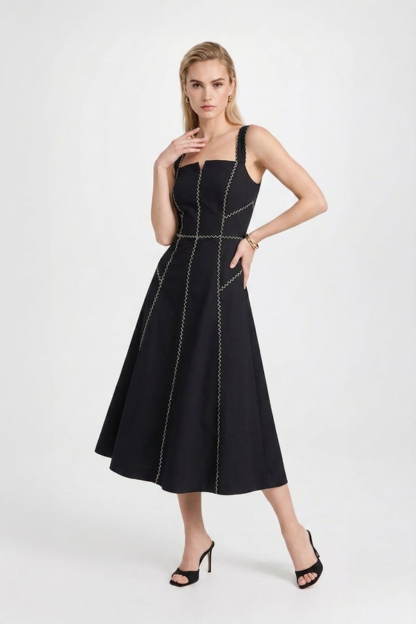 Gala Contrast Stitch Midi Dress - Reina Diaz