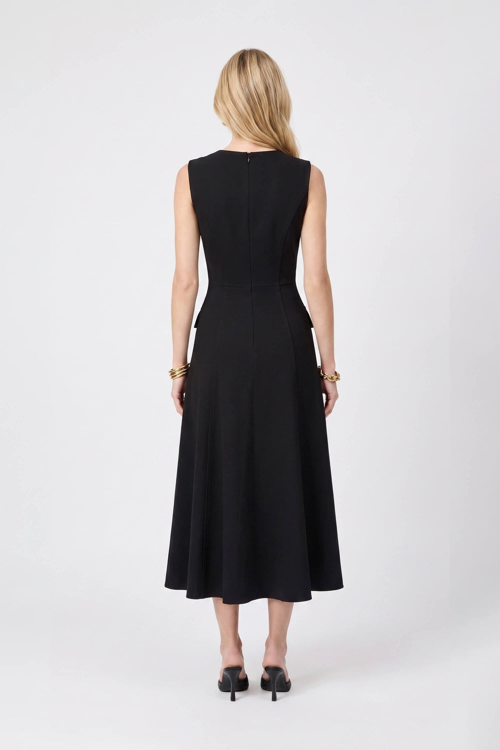 Gala Flap Pocket Midi Vestido 526304 NEG - Reina Diaz
