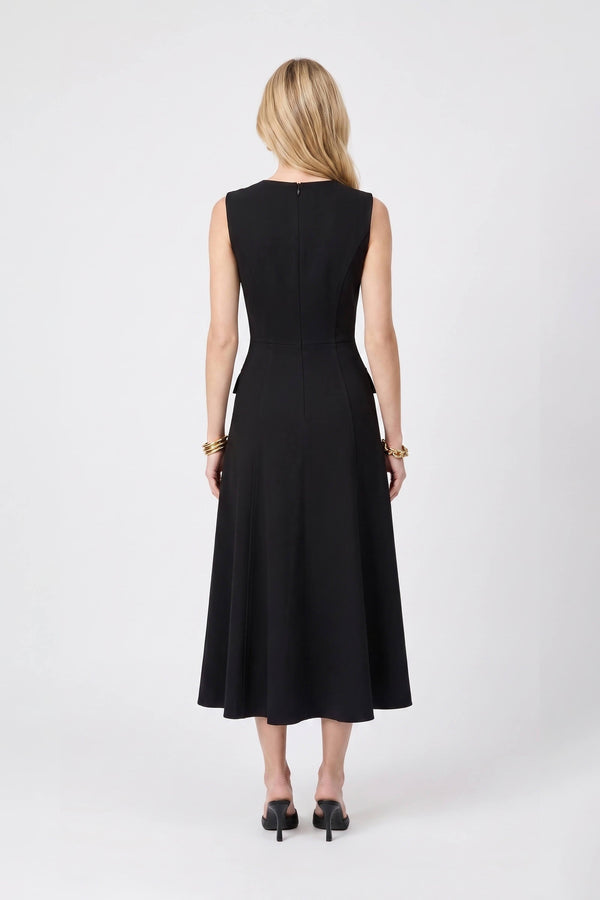 Gala Flap Pocket Midi Vestido 526304 NEG - Reina Diaz