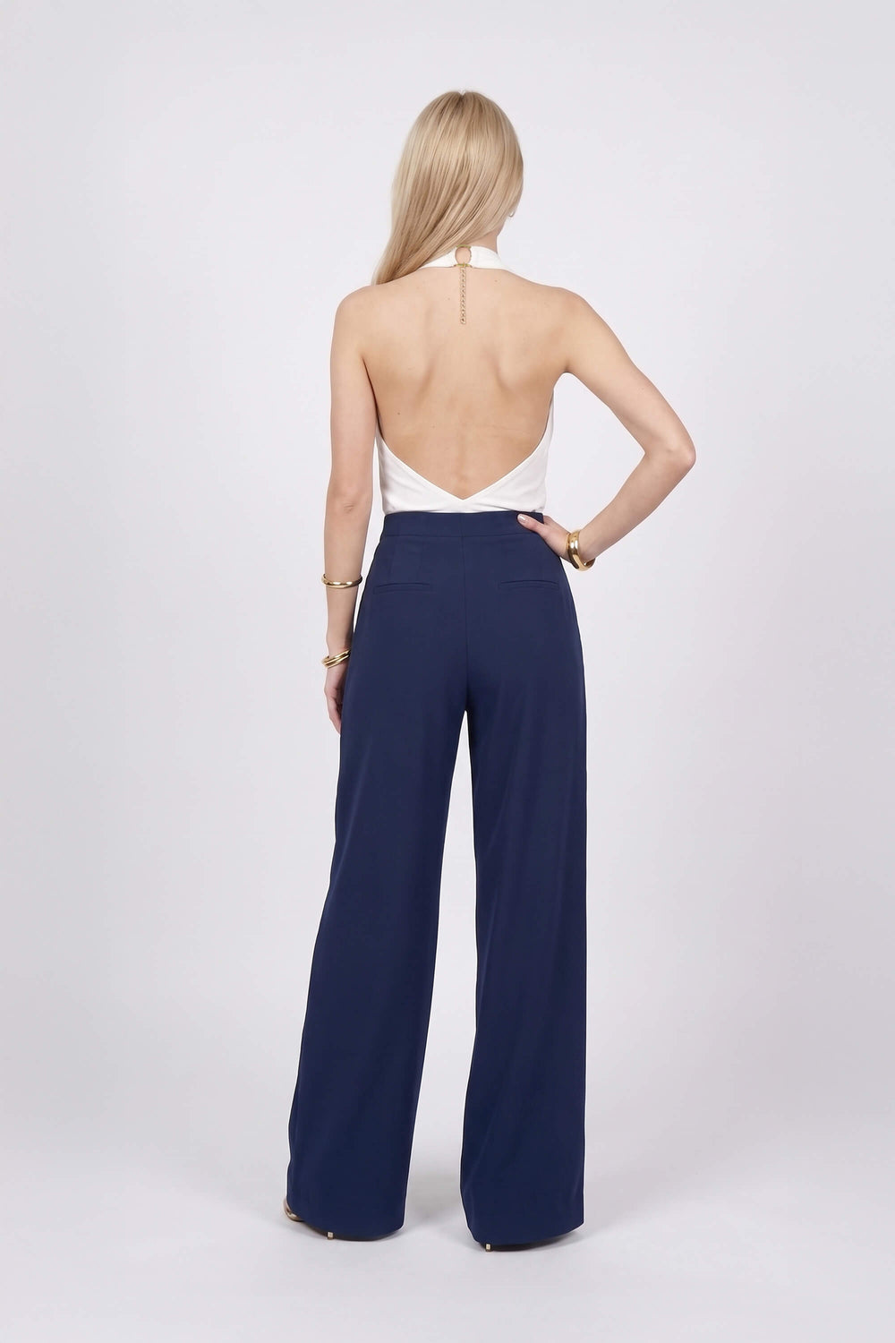 Gala Halter Cowl-Neck Backless Blusa 753039 HUE - Reina Diaz
