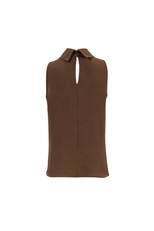 Gala High-Neck Keyhole Sleeveless Blusa 553150 CAF - Reina Diaz