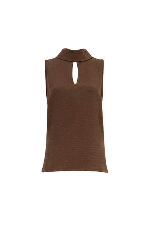 Gala High-Neck Keyhole Sleeveless Blusa 553150 CAF - Reina Diaz