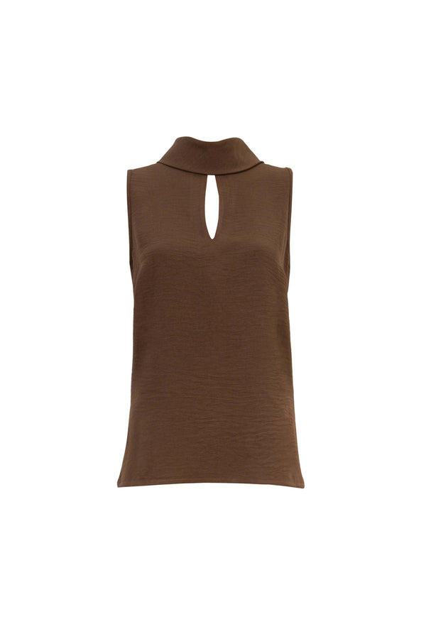 Gala High-Neck Keyhole Sleeveless Blusa 553150 CAF - Reina Diaz