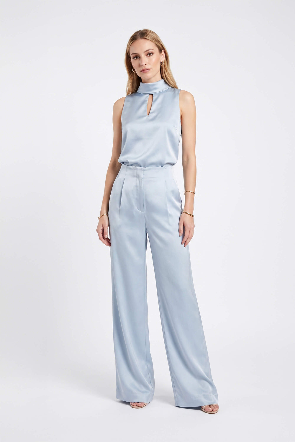 Gala High-Neck Keyhole Sleeveless Blusa 554291 AZU - Reina Diaz