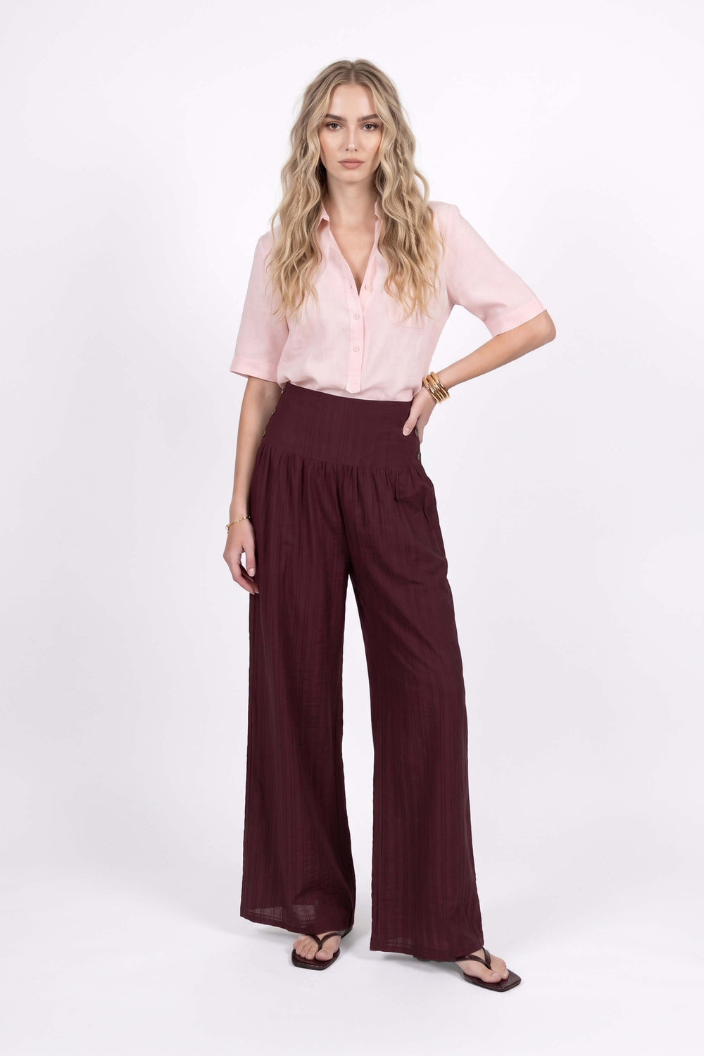 Gala High-Waist Button Wide-Leg Pantalón 731179 PAS - Reina Diaz