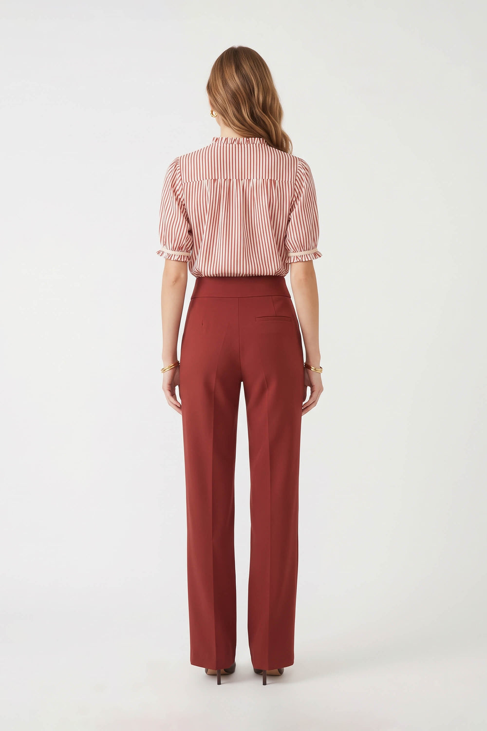 Gala High-Waist Wide-Leg Burgundy Pantalón 532115 VIN - Reina Diaz