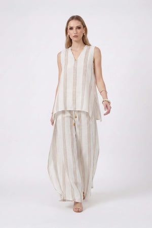 Gala Striped High-Low Sleeveless Blusa 554281KAK - Reina Diaz