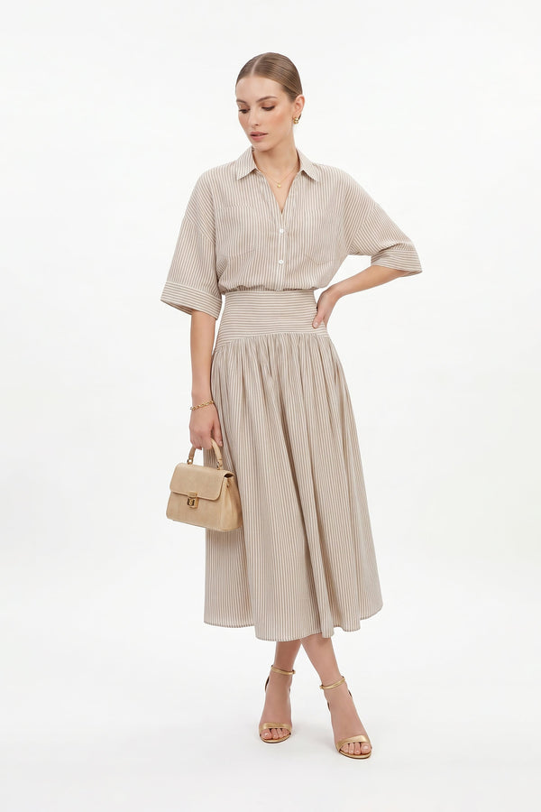 Ginebra Relaxed Tencel-Blend Texture Blusa - Reina Diaz