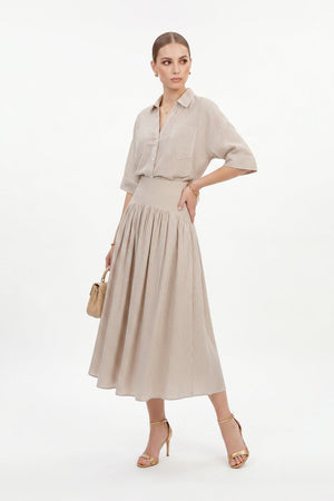 Ginebra Relaxed Tencel-Blend Texture Blusa - Reina Diaz