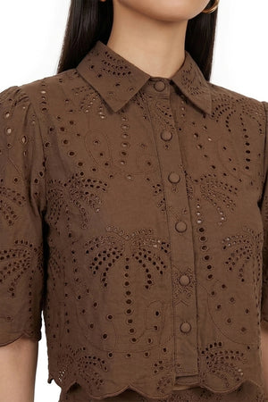 Hazel Tropical Eyelet Blusa - Reina Diaz