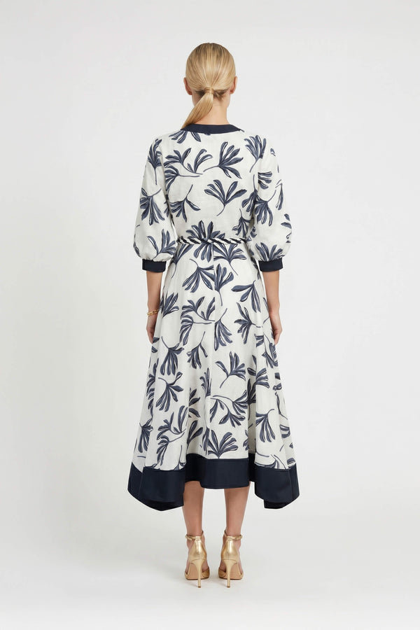 Hortensia Botanical - Print Asymmetric Linen Shirt Dress - Reina Diaz