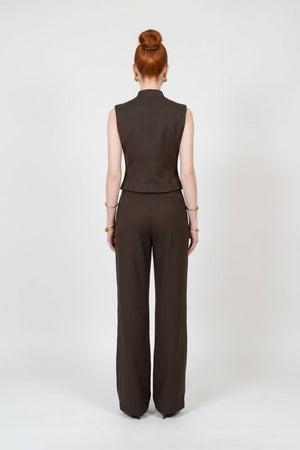 Inés Double-Button High-Waist Wide-Leg Pantalón 532143 CAF - Reina Diaz